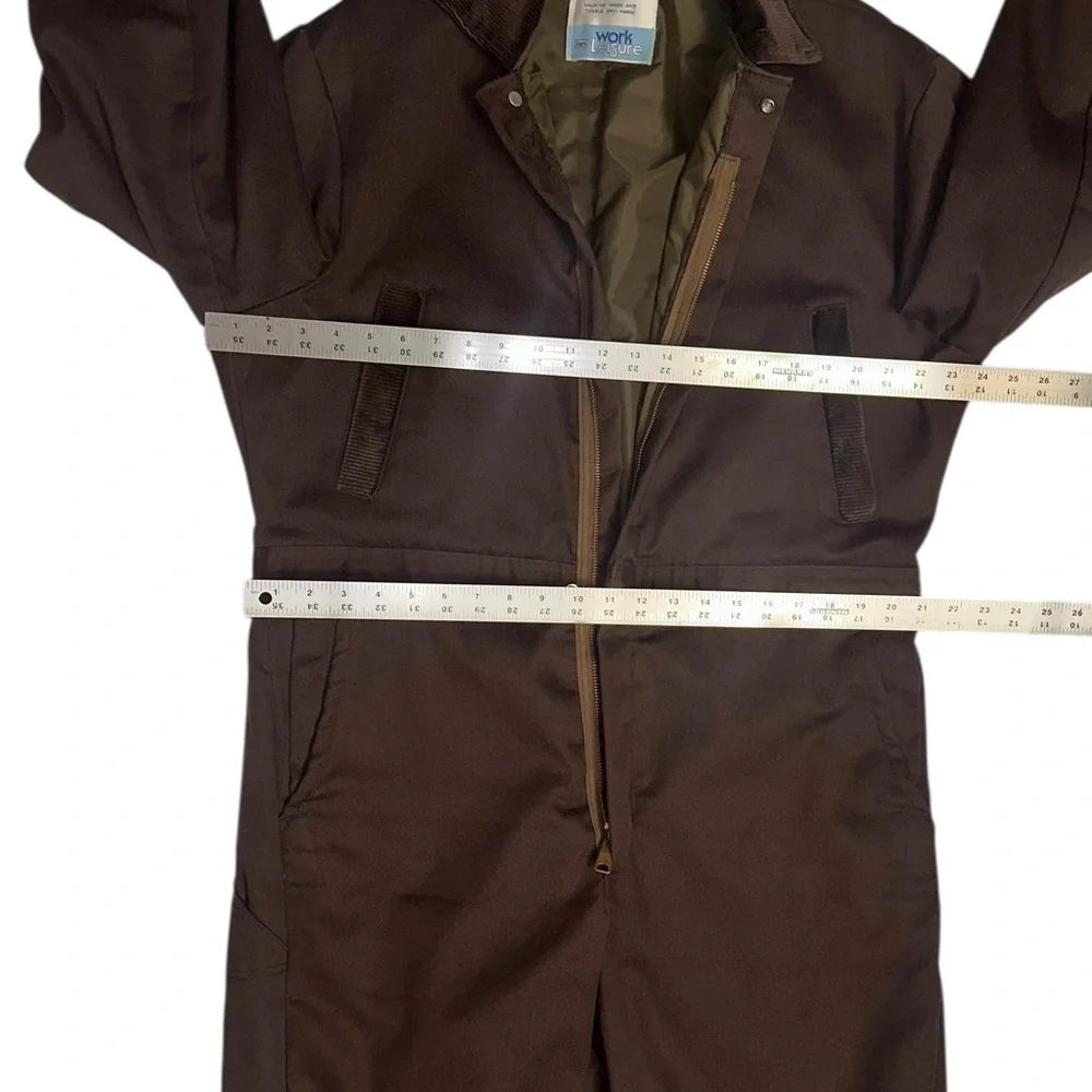 VTG 70’s SEARS Men’s Brown Insulated Work Coveralls Corduroy Trim Jumpsuit Sz 42 - Picture 8 of 12